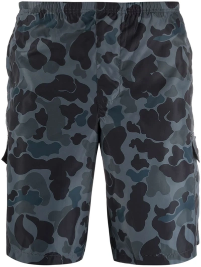 Shop Palm Angels Camouflage-print Swim Shorts In Black