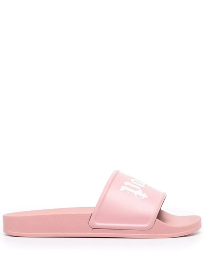 Palm Angels Logo-embossed Pool Slides In Pink
