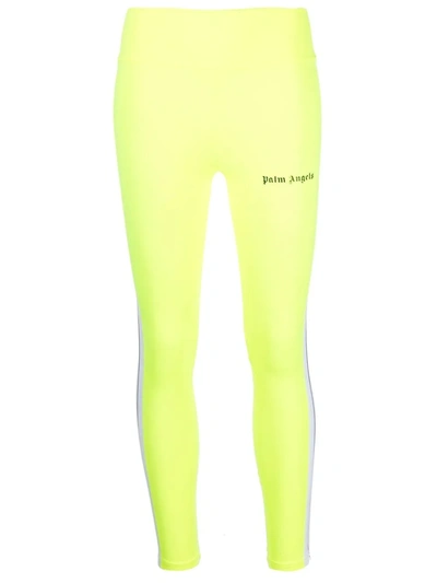 Palm Angels Women Side Stripe Logo Leggings Fluo In Yellow