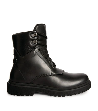 Shop Moncler Leather Patty Ankle Boots In Black