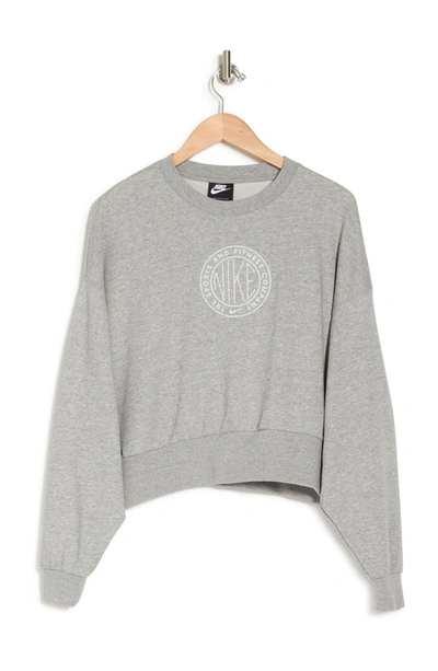 Shop Nike Femme Drop Shoulder Logo Sweater In D Gr H/white