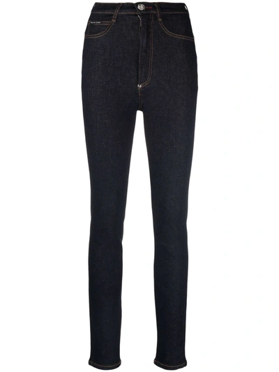 Shop Philipp Plein Iconic High-waist Skinny Jeans In Blue