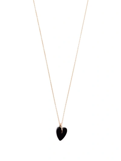Ginette Ny 18kt Yellow Gold Angèle Mini Onyx Heart Chain Necklace In Gold