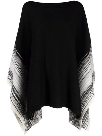 Shop Missoni Striped Knit Poncho In Black