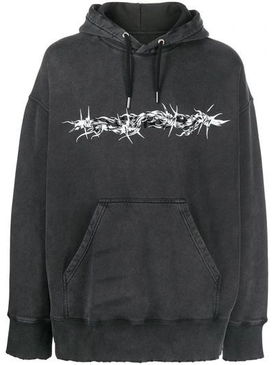 Shop Givenchy Barbed Wire Printed Hoodie In Black