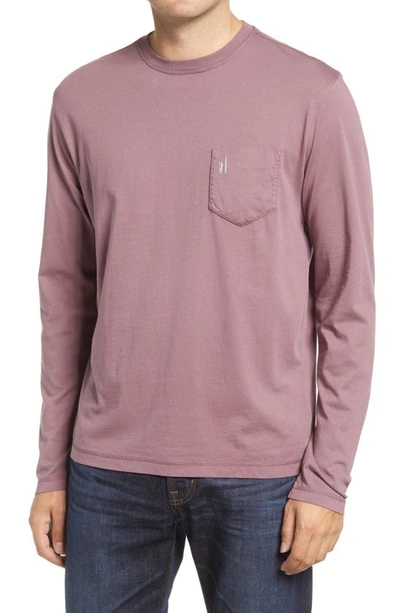 Shop Johnnie-o Brennan Long Sleeve Pocket T-shirt In Rosewood