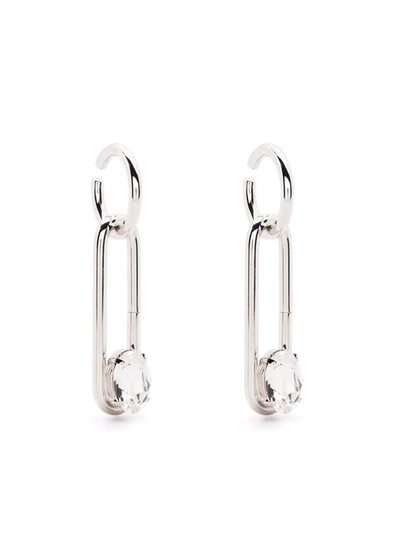 Shop Junya Watanabe Crystal-detail Clip-on Earrings In Silber