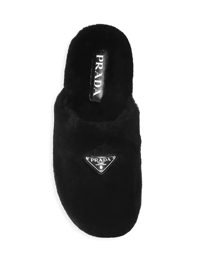 Shop Prada Fussbett Sheepskin Slippers In Nero