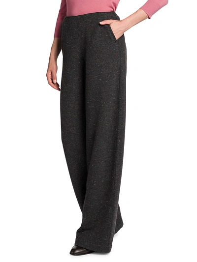 Shop Loro Piana Women's Wide-leg Cashmere Pants In Fantasy Dark Grey Mel