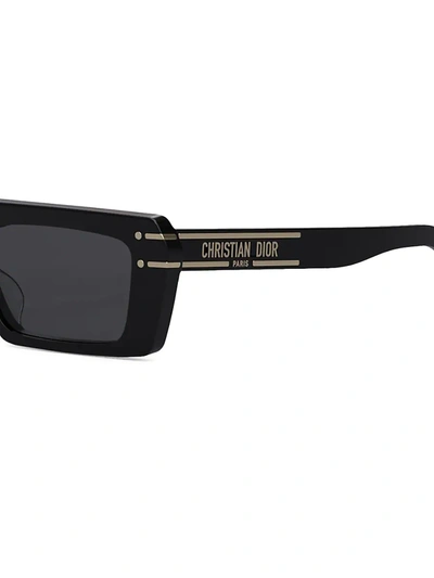Dior Signature 54mm Rectangular Sunglasses In Shiny Black Smoke