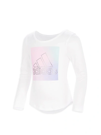 Shop Adidas Originals Little Girl's Long Sleeve Logo Ombré T-shirt In White