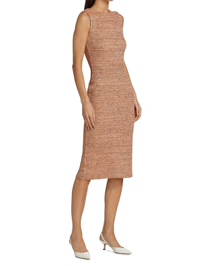 Shop St John Boucle Knit Dress In Medium Brown Multi