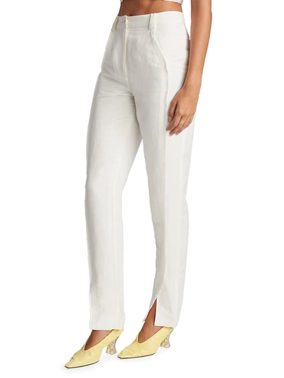 Shop Aje Women's Martino Linen Tapered Pants In Ivory