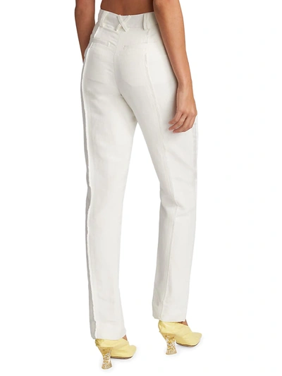 Shop Aje Women's Martino Linen Tapered Pants In Ivory