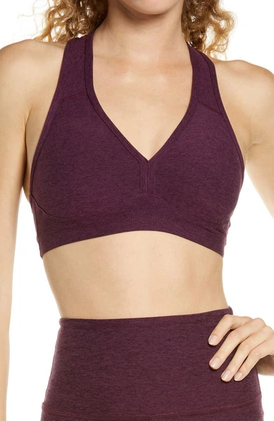 Shop Beyond Yoga Lift Your Spirits Sports Bra In Fig Heather