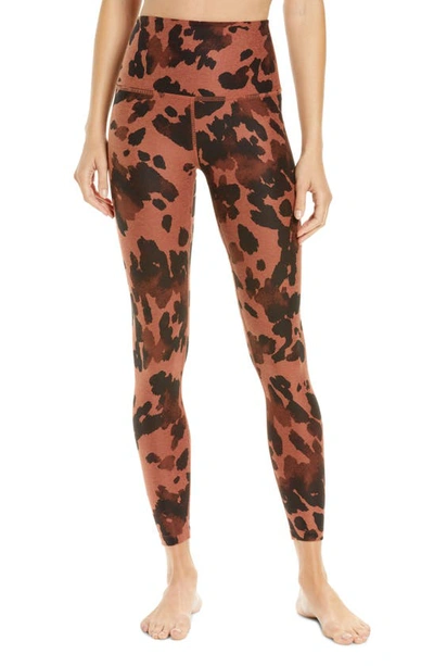 Shop Beyond Yoga Space Dye High Waist Midi Leggings In Copper Cow