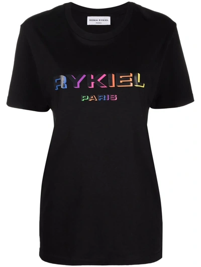 Shop Sonia Rykiel Logo Lettering T-shirt In Black