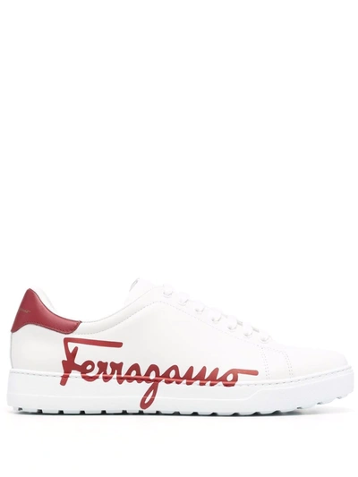 Shop Ferragamo Side Logo-print Sneakers In White