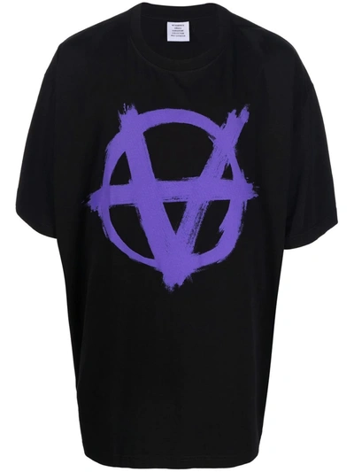 Shop Vetements Anarchy Logo-print Short-sleeve T-shirt In Black