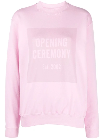 Shop Opening Ceremony Box-logo Crew-neck Sweatshirt In Pink
