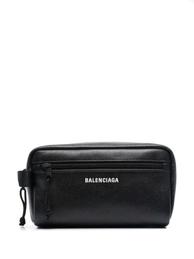 Shop Balenciaga Explorer Wash Bag In Schwarz