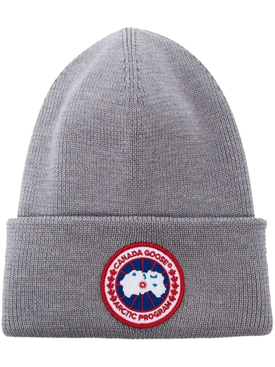 Shop Canada Goose Arctic Disc Ribbed-knit Beanie In Grau