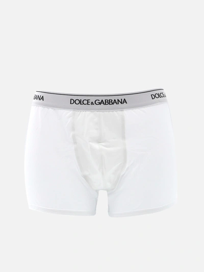Shop Dolce & Gabbana Logo Boxers In Bianco Ottico