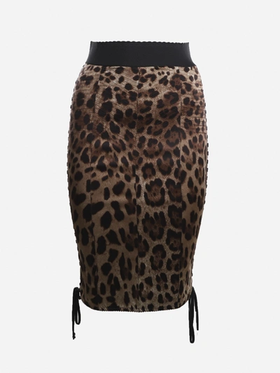 Shop Dolce & Gabbana Silk Pencil Skirt With All-over Leopard Print