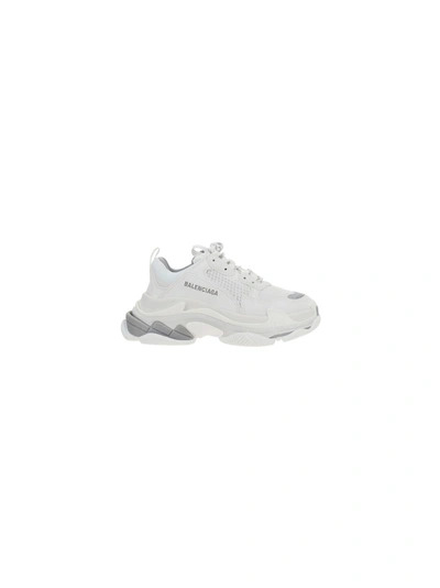 Shop Balenciaga Triple S Sneakers In White/metal Grey