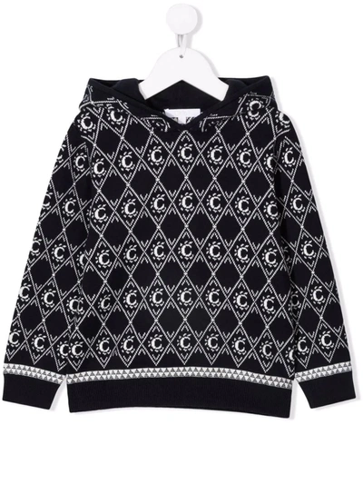 Shop Chloé Kids Navy Blue Sweater With All-over Monogram