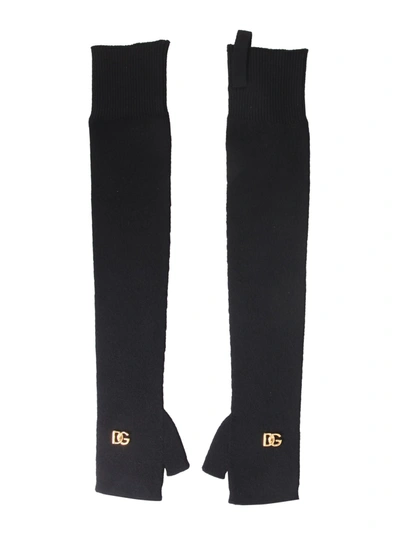 Shop Dolce & Gabbana Knitted Gloves In Nero