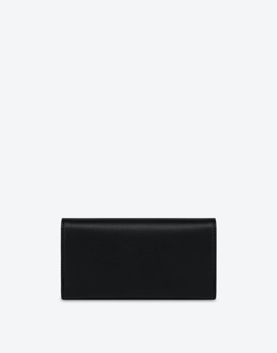 Shop Love Moschino Gold Metal Logo Flap Wallet In Black