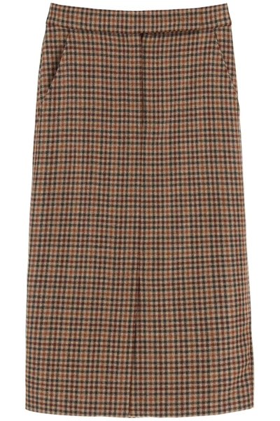 Shop Max Mara Pencil Skirt In Brown,red,beige