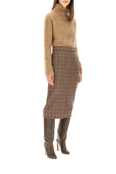 Shop Max Mara Pencil Skirt In Brown,red,beige