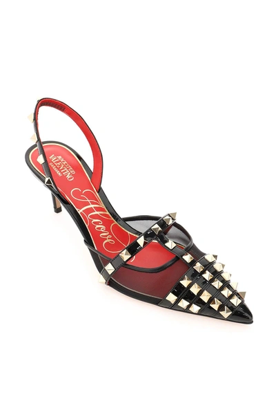 Shop Valentino Rockstud Alcove Slingback Pumps In Black