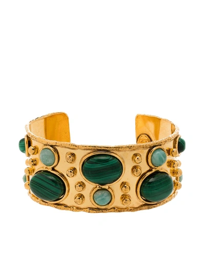 Shop Sylvia Toledano Malachite Cuff Bracelet In 金色