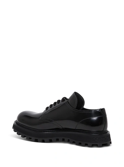 Shop Dolce & Gabbana Shiny Black Leather Lace-up Shoes