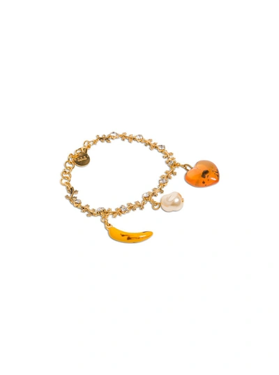 Shop Marni Brass Bracelet With Pendant Details In Metallic