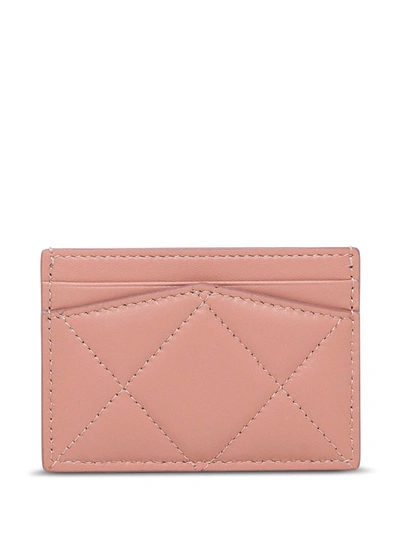 Shop Alexander Mcqueen Pink Leather Card Holder With Logo