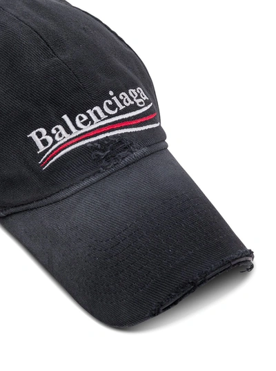 Shop Balenciaga Political Cotton Hat With Logo In Black