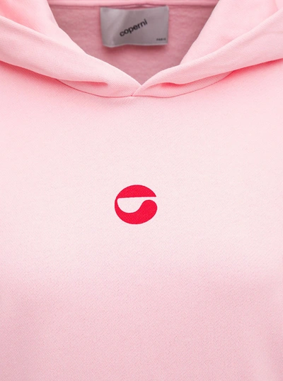 Shop Coperni Pink Jersey Hoodie With Logo Print