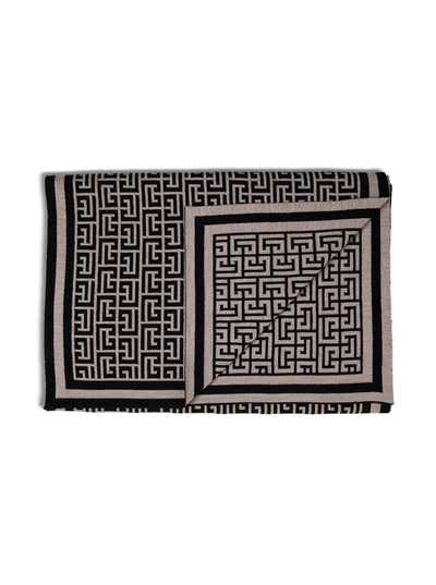 Balmain Monogram Pattern Scarf In White