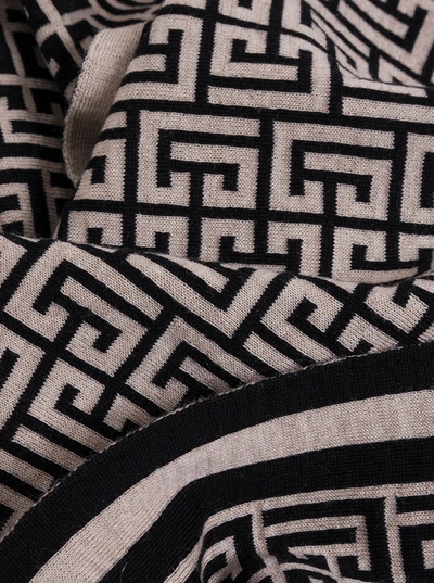 Balmain Monogram Pattern Scarf In White