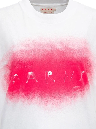 Spray-paint Logo-print T-shirt In White,red