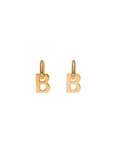 Shop Balenciaga B Chain Brass Earrings In Metallic