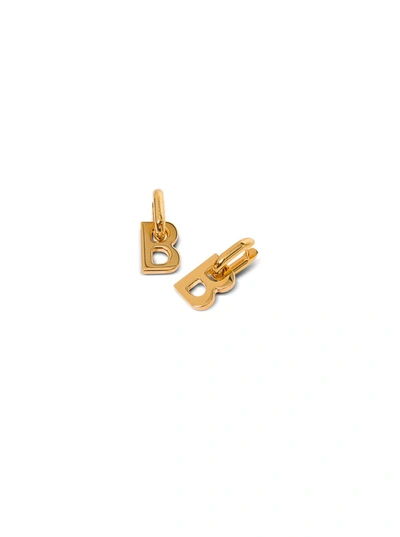 Shop Balenciaga B Chain Brass Earrings In Metallic