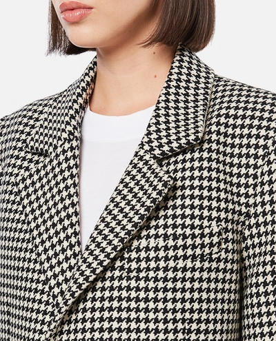 Shop Ami Alexandre Mattiussi Ami Paris Two Buttons Houndstooth Wool Long Jacket In Grey