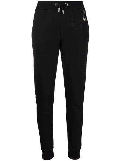 Shop Philipp Plein Embroidered-logo Jogging Trousers In Black