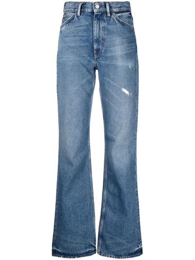 Distressed-effect Bootcut Jeans In Mid Blue