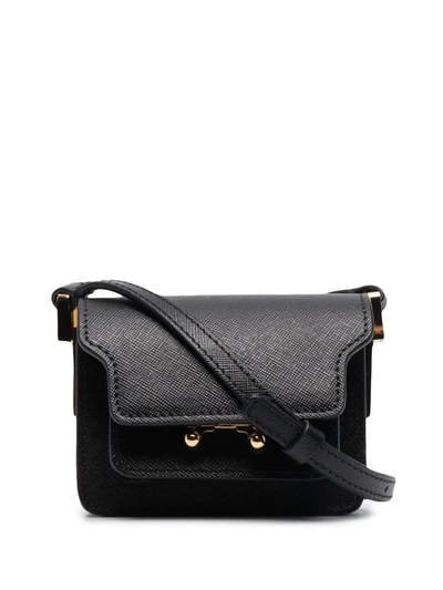 Marni Trunk New Nano Leather Crossbody Bag In Black